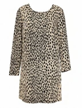 J. CREW Womens Size 0 Casual Loose Fit Cheetah Print Quarter Inch Sleeve Dress